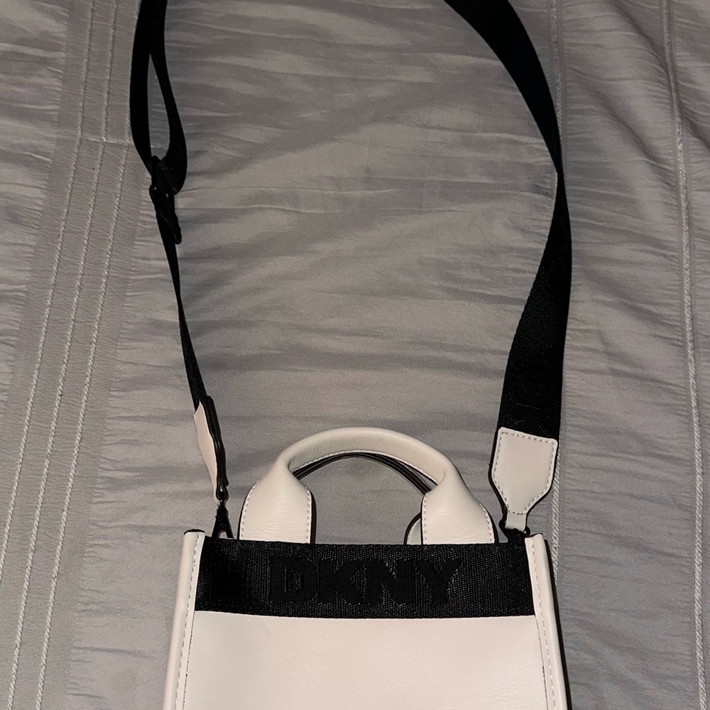 DKNY White and Black Mini Crossbody Bag